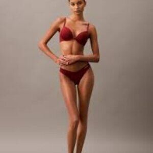 Set 2 pcs Calvin Klein Push Up Bra /  panty Lace Decor 34 A ( RN 13968 )